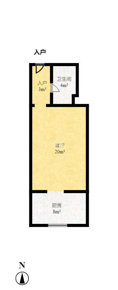 蓝湾国际广场  1室1厅1卫   1700.00元/月户型图