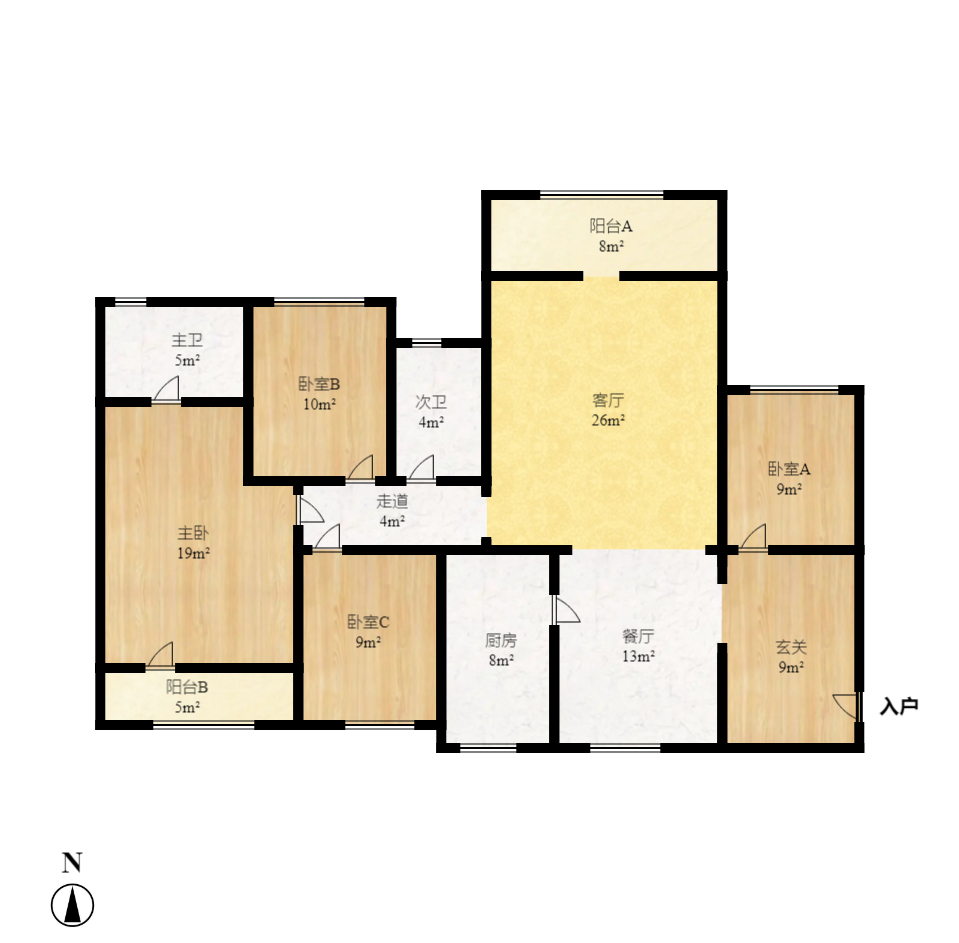 中城丽景香山园 4室2厅2卫 3300.0元/月 中城丽景香山园 4室2厅2卫 3300.0元/月户型图