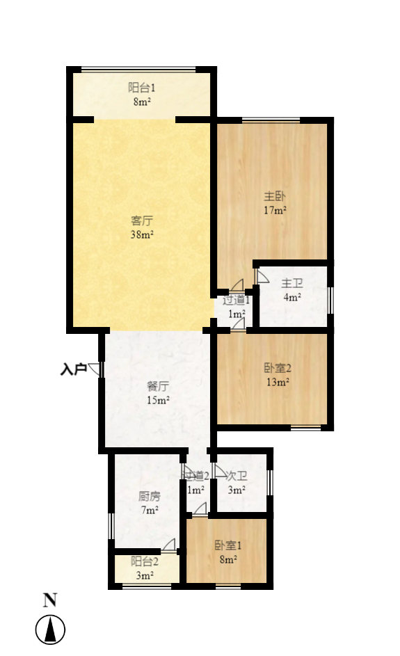 中联科技园  3室2厅1卫   128.00万室内图1
