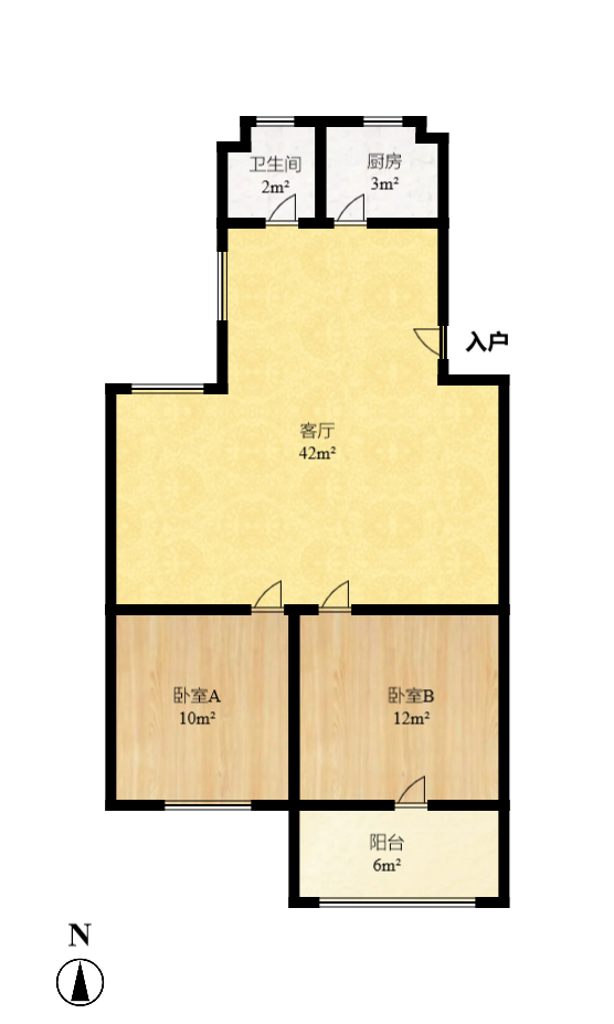 四方小区  2室1厅1卫   73.80万室内图1