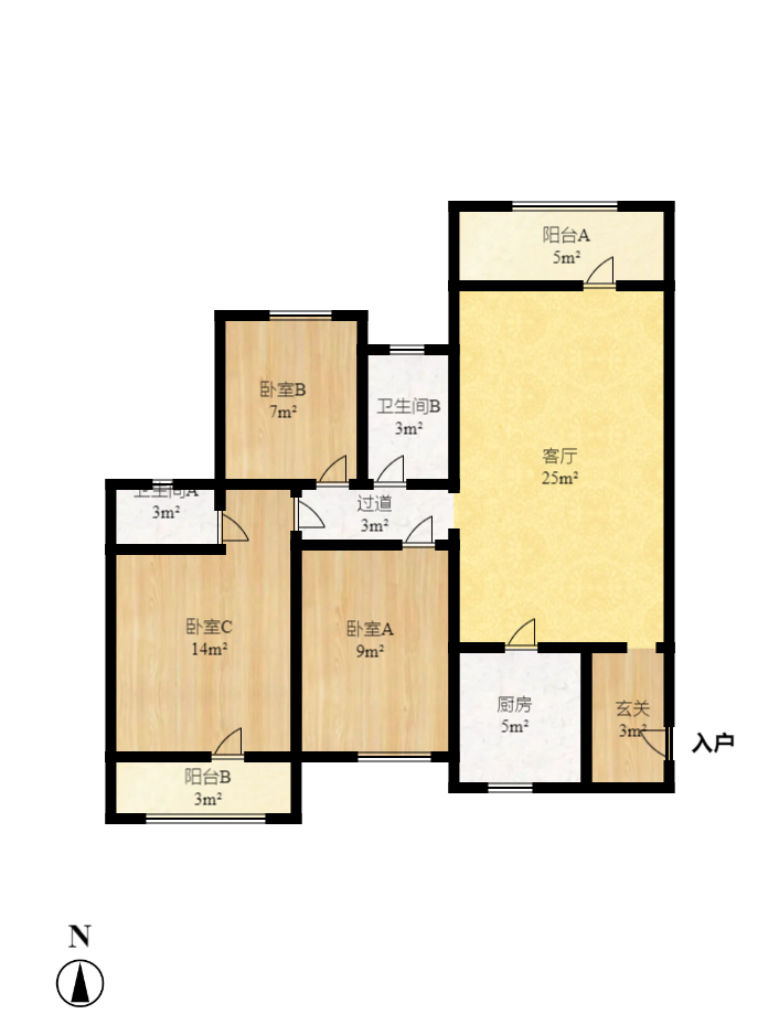 旺德府愷悅國際  3室2廳1衛(wèi)    82.0萬室內(nèi)圖1