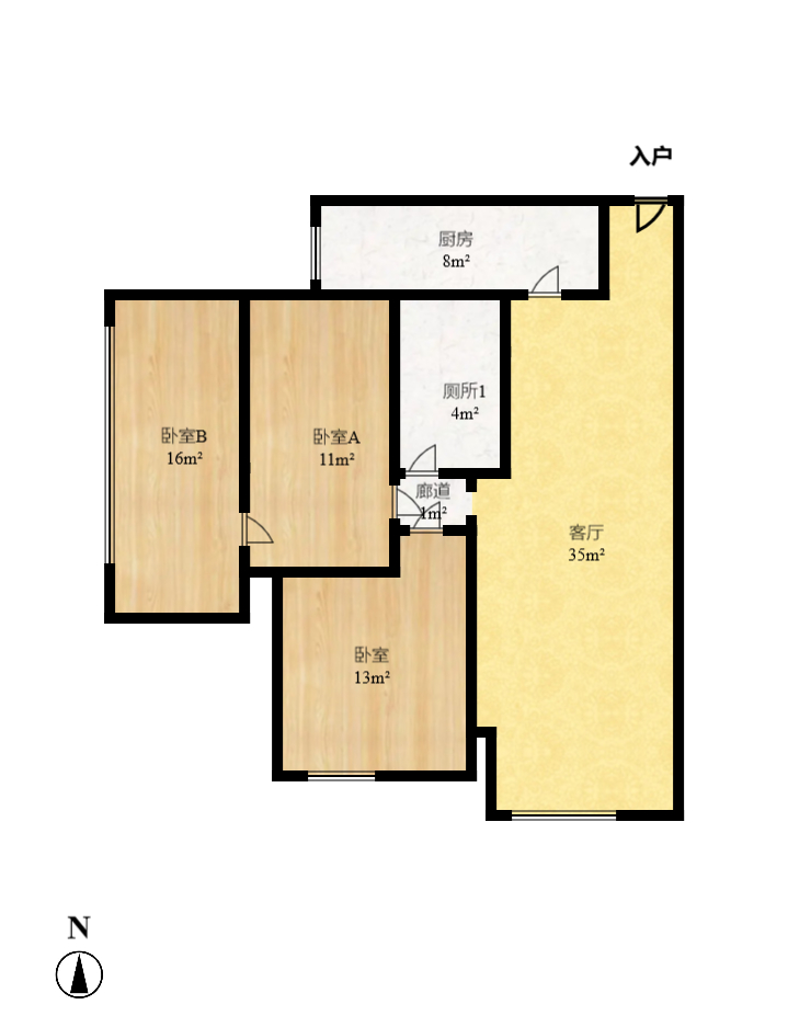 江山帝景哈佛  3室2厅1卫    73.0万室内图1