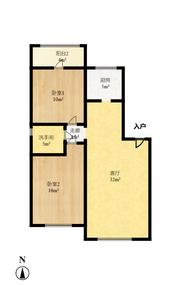 德馨園 2室2廳1廚1衛(wèi) 61.80萬室內圖1