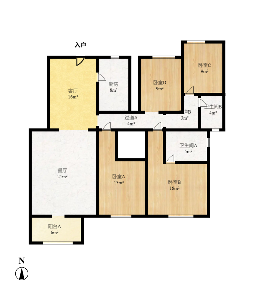 夏威夷碧水春城（碧桂园城市花园）  4室1厅2卫    130.0万室内图1