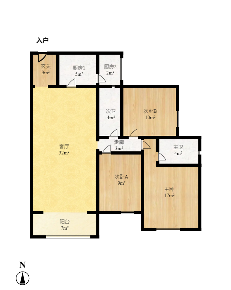 恒基凯旋门三期  3室2厅1卫    138.8万室内图1