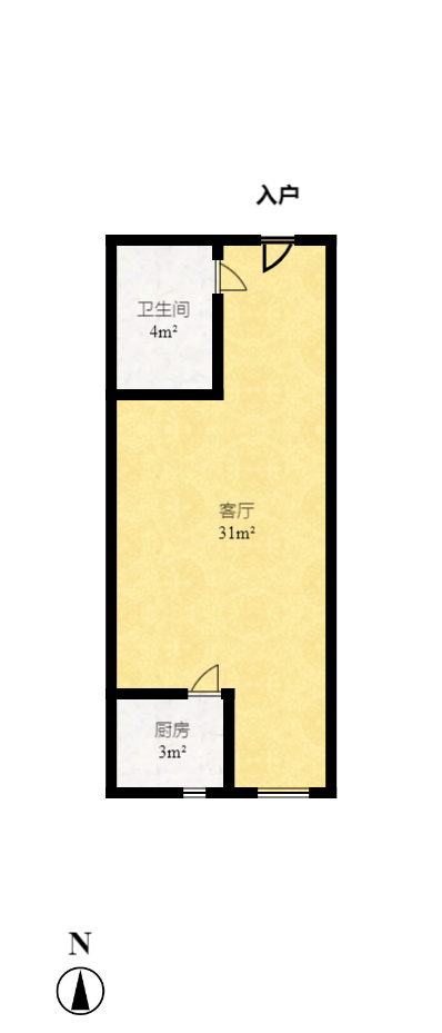 福晟钱隆国际（晟冉景苑）  2室1厅1卫   50.00万室内图1