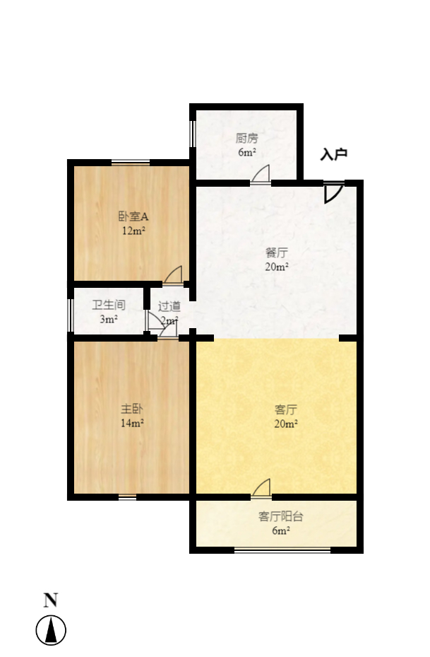 咸嘉新村嘉和苑  2室1厅1卫    84.0万室内图1