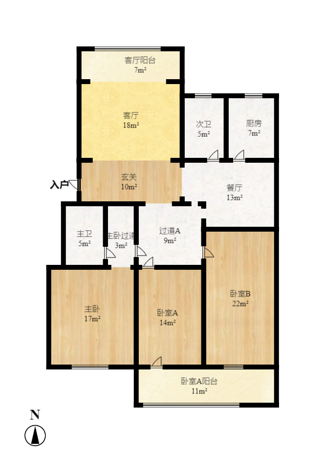 咸嘉新村嘉兴苑  3室2厅2卫   113.80万室内图1