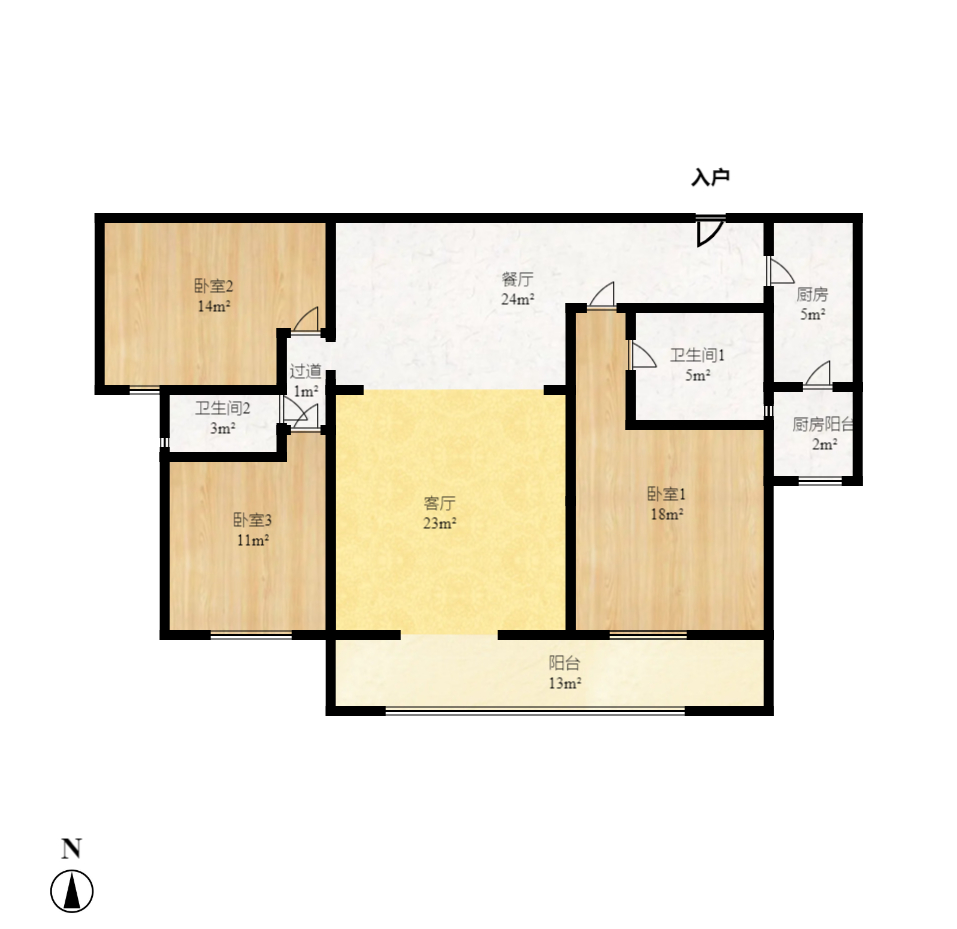 天健芙蓉盛世一期  3室2廳2衛(wèi)    150.0萬室內(nèi)圖1