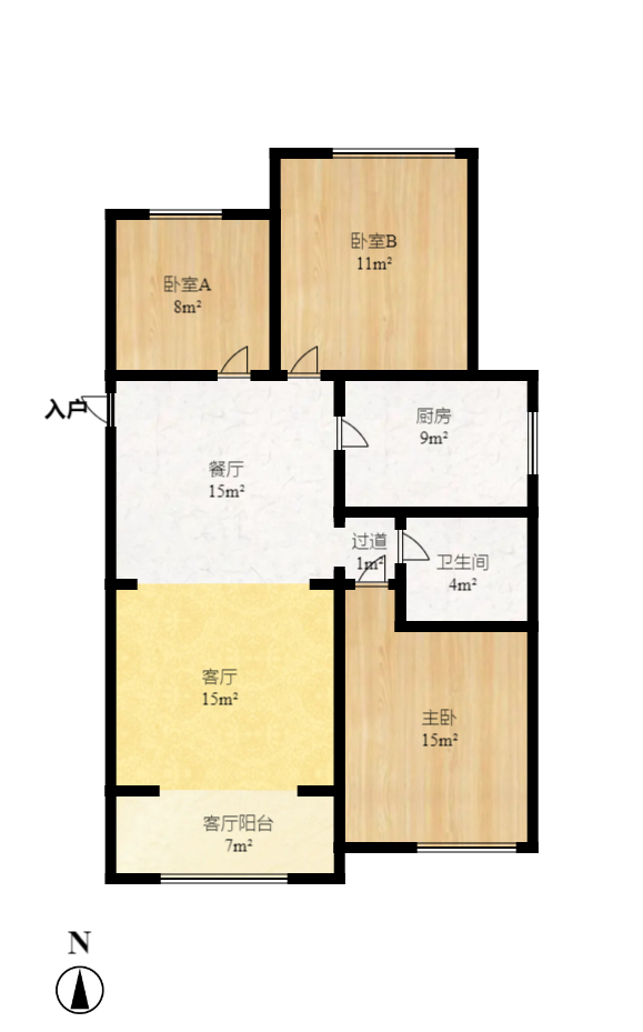 金科世界城  3室2厅1卫   91.80万室内图1