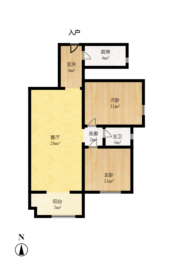 东方航标  2室2厅1卫    62.8万室内图1