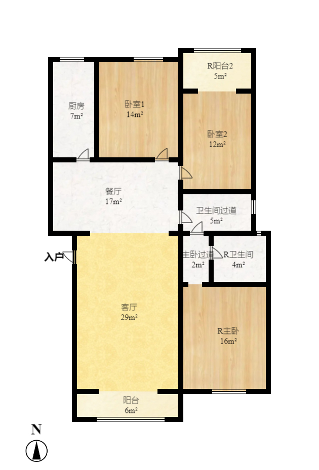 竹满人家  3室2厅2卫   90.00万室内图1
