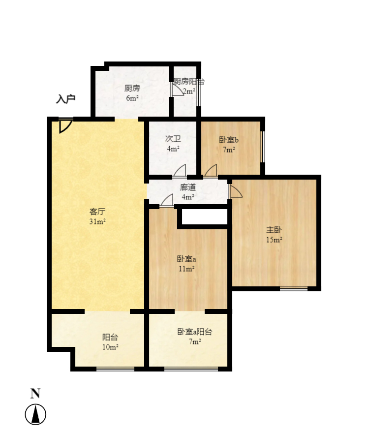 保利麓谷林语C区  3室2厅1卫   2200.00元/月户型图