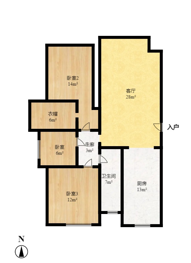 康桥长郡  4室2厅1卫   2500.00元/月室内图1
