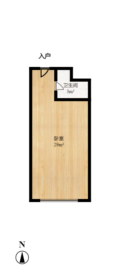 领东汇  3室1厅2卫   2200.00元/月户型图