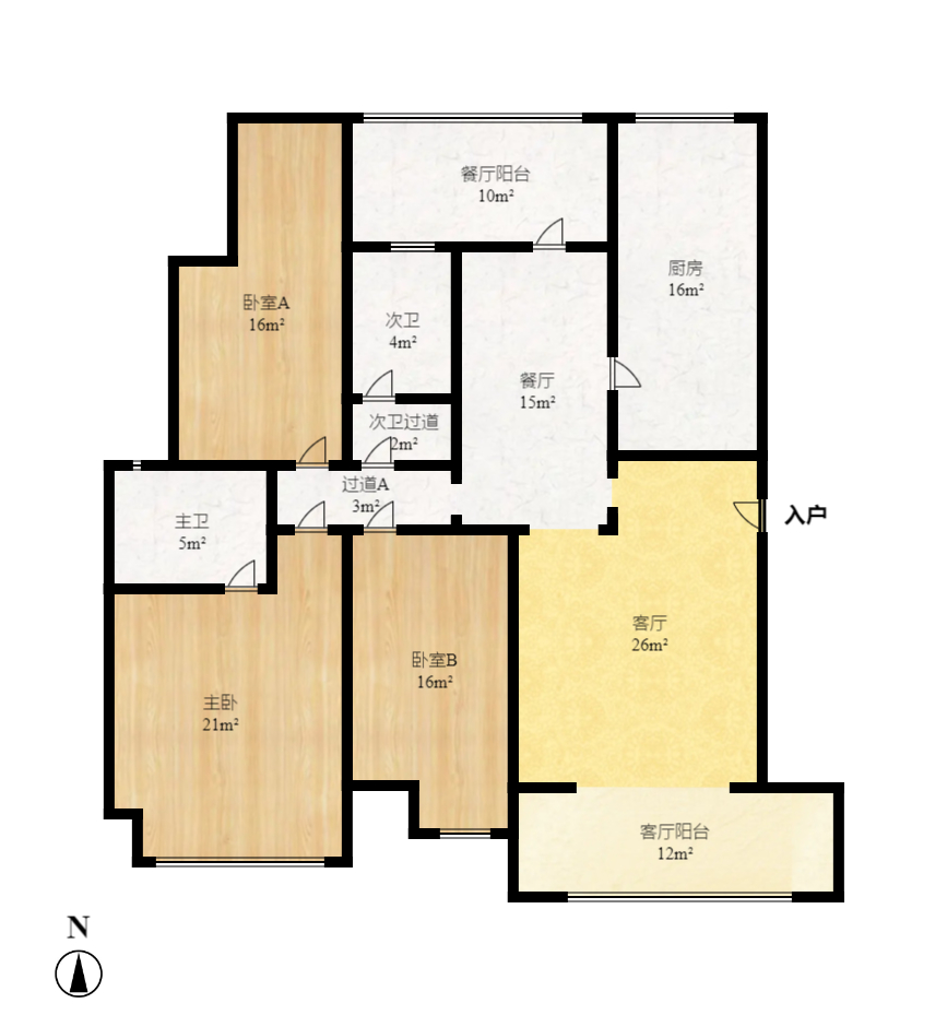 望兴景园一期  2室2厅1卫    2200.0元/月户型图