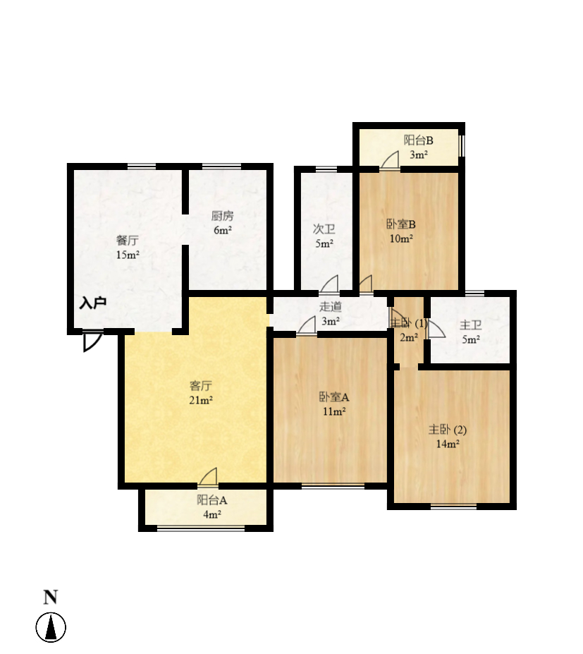鑫天御景湾 3室2厅2卫 2800.0元/月 鑫天御景湾 3室2厅2卫 2800.0元/月户型图