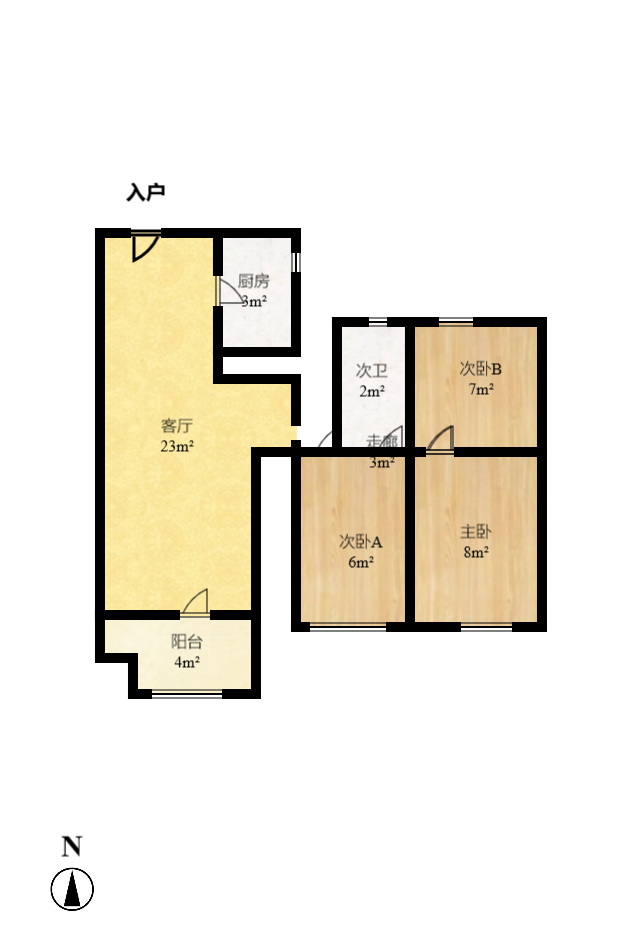 MOMA当代广场  3室2厅1卫   1800.00元/月室内图1