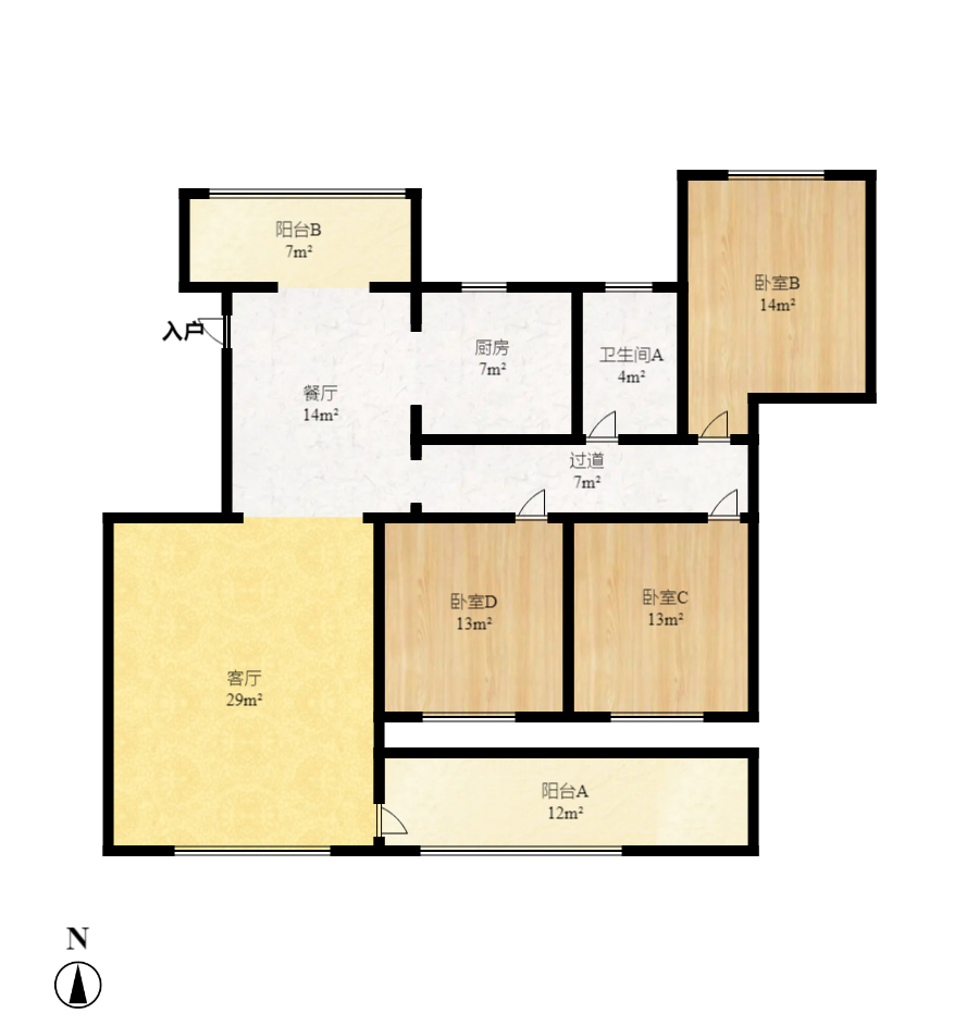 景江雅苑  4室2厅2卫   132.00万室内图1