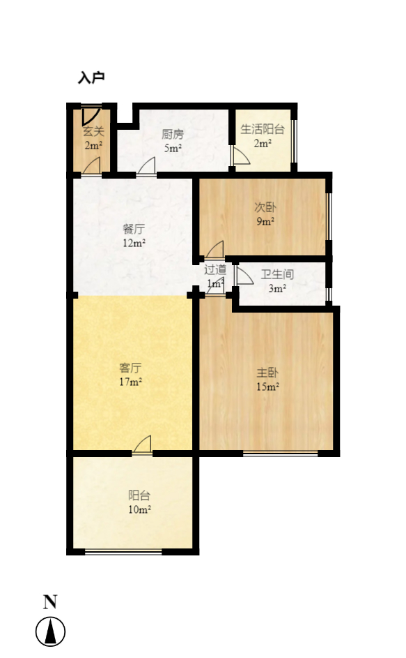 时代倾城二期  2室2厅1卫    76.0万室内图1