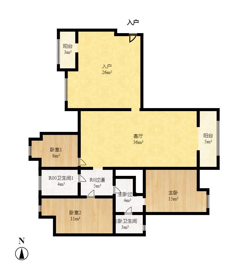 北辰三角洲E5区  3室2厅2卫    318.78万室内图1