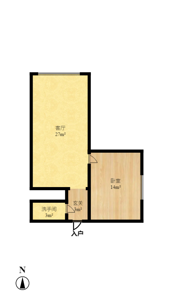 麓谷明珠  1室1厅1卫    46.0万室内图1