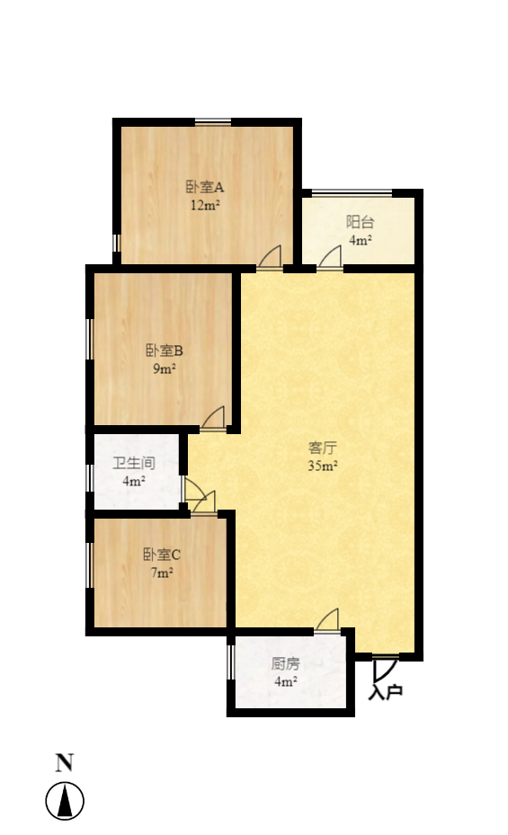 乾城（兴旺乾城）  3室2厅1卫    75.0万室内图1