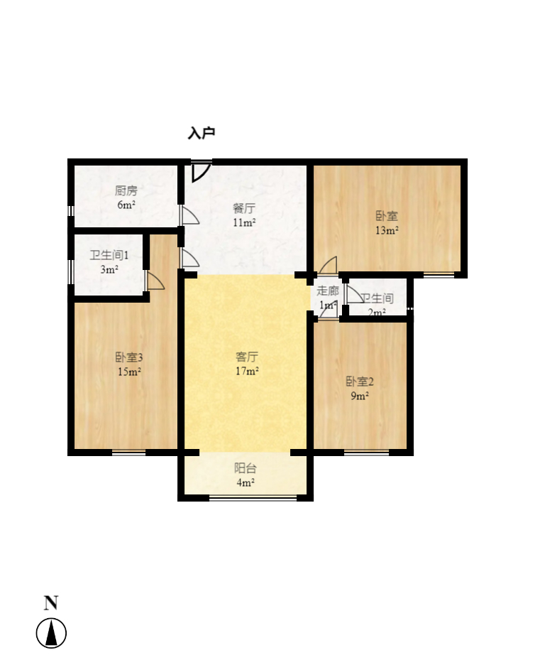 时代星城  3室2厅2卫    71.8万室内图1