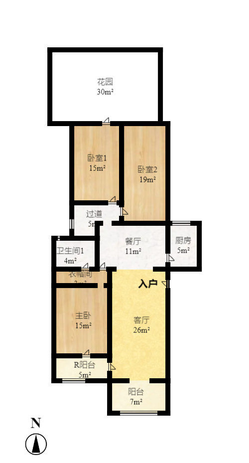 幸福考拉  3室2厅2卫    160.0万室内图1