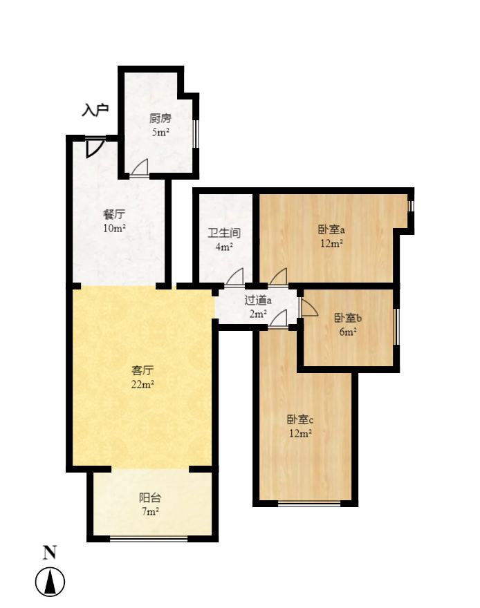 鑫天格林香山 3室2厅1卫 64.00万 鑫天格林香山 3室2厅1卫 64.00万户型图