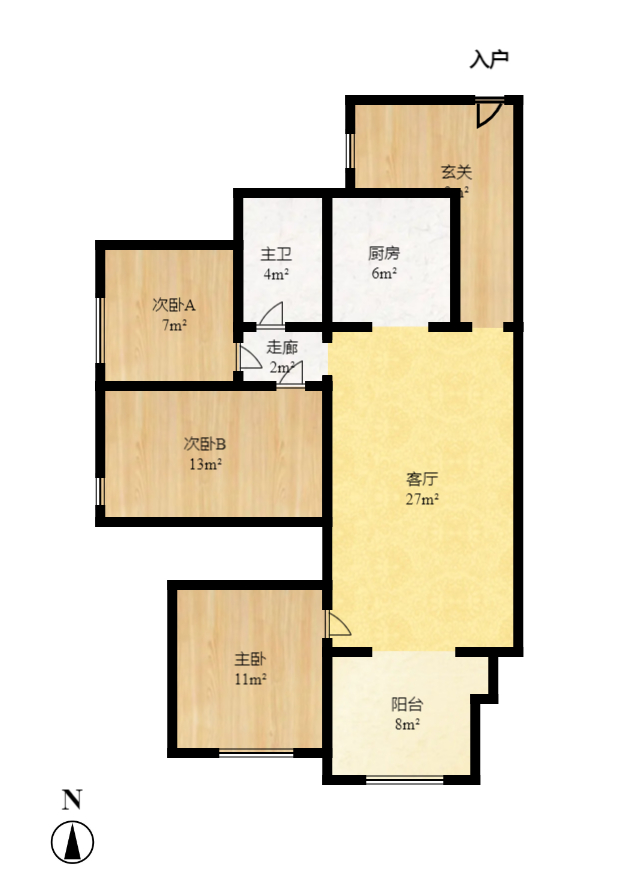 华润凤凰城二期  3室2厅1卫   75.00万室内图1