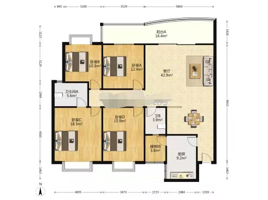 顺鑫佳园 4室2厅2卫 85.0万 顺鑫佳园 4室2厅2卫 85.0万室内图