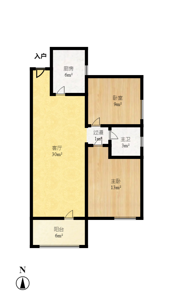 银港水晶城 2室2厅1卫 69.8万 银港水晶城 2室2厅1卫 69.8万户型图