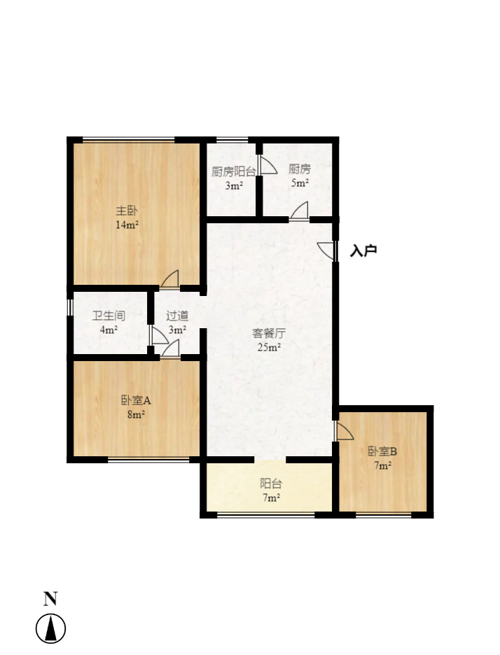 恒大华府  3室2厅1卫   178.80万室内图1