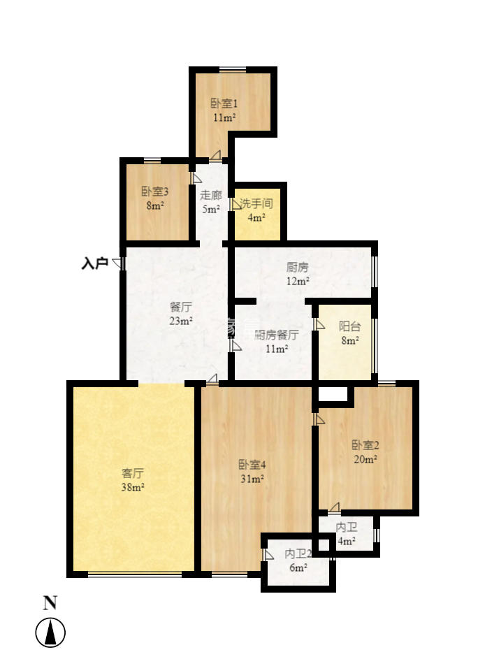 融科檀香山（融科紫檀、香山国际）  4室2厅1卫    479.95万室内图1