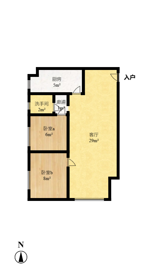麓谷星辰  2室2厅1卫   65.00万室内图1