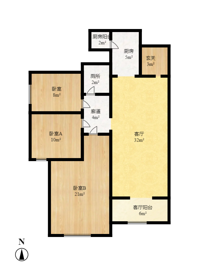 华润橡树湾  3室2厅1卫   93.00万室内图1