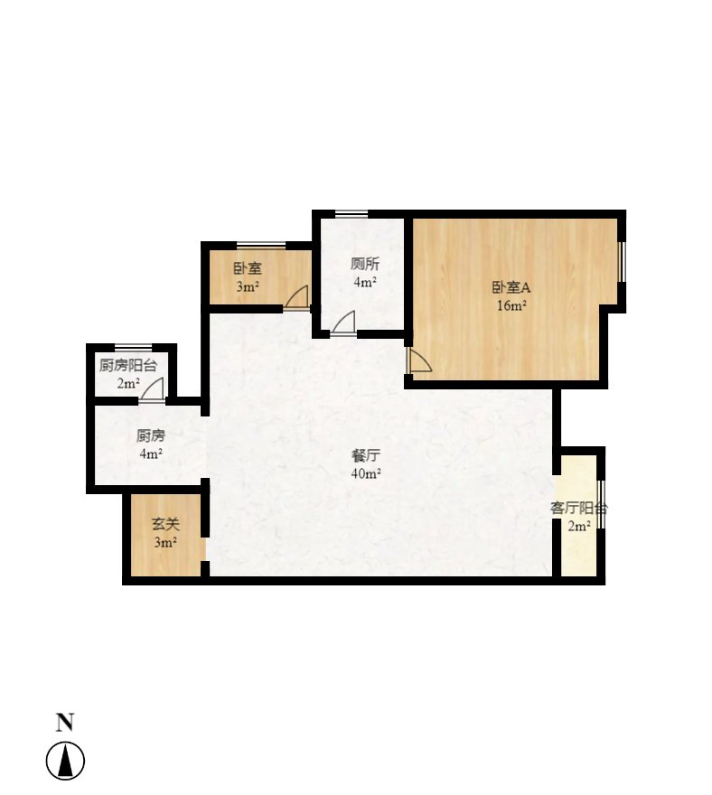华润橡树湾  2室2厅1卫   65.00万室内图1