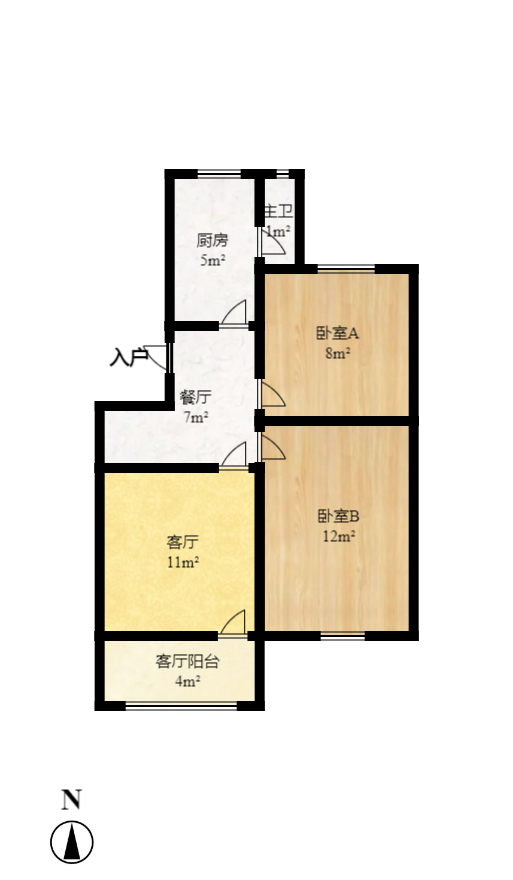 荷花村  2室1厅1卫    48.75万室内图1