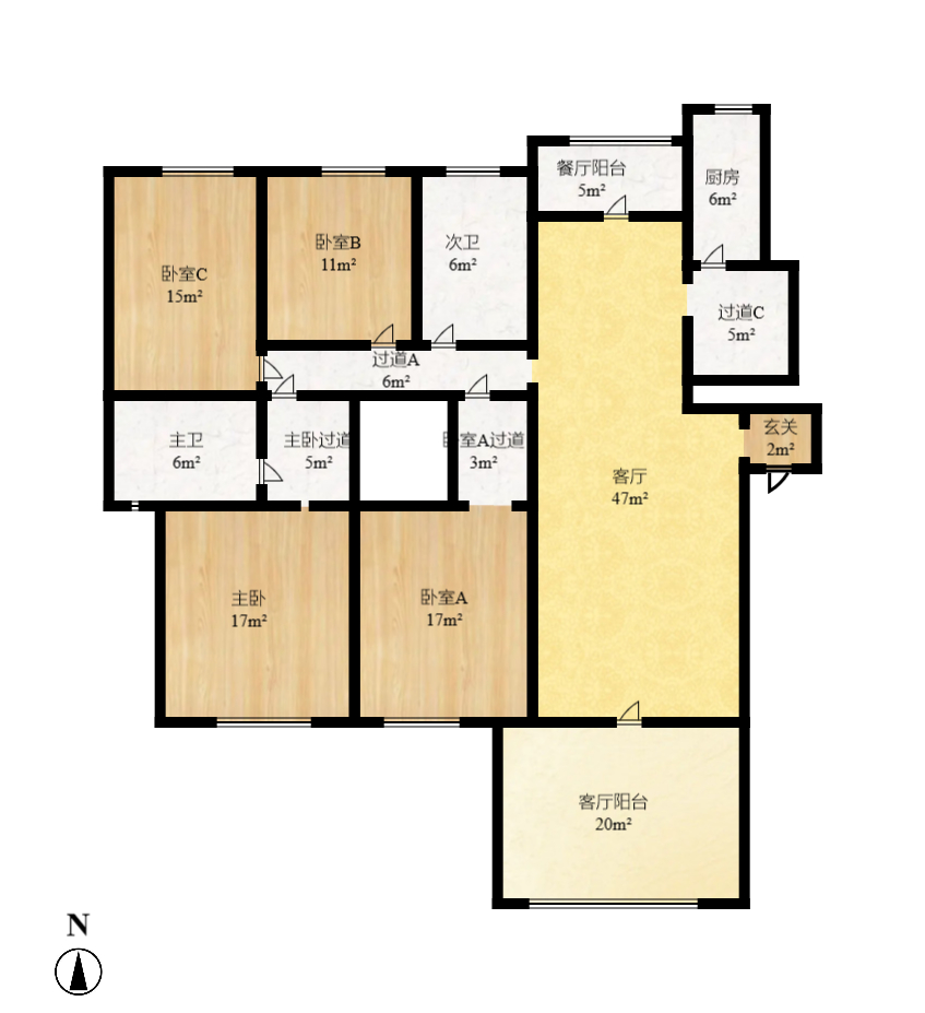八方小区A区  4室2厅2卫   590.00万室内图1