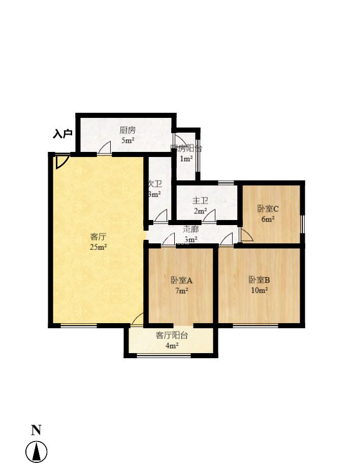 和庄  3室2厅2卫   80.00万