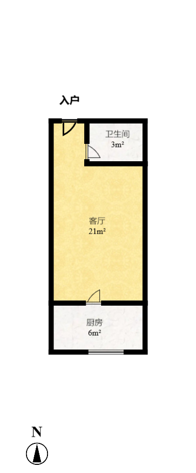 新远时代 1室1厅1卫 1000.0元/月 新远时代 1室1厅1卫 1000.0元/月户型图