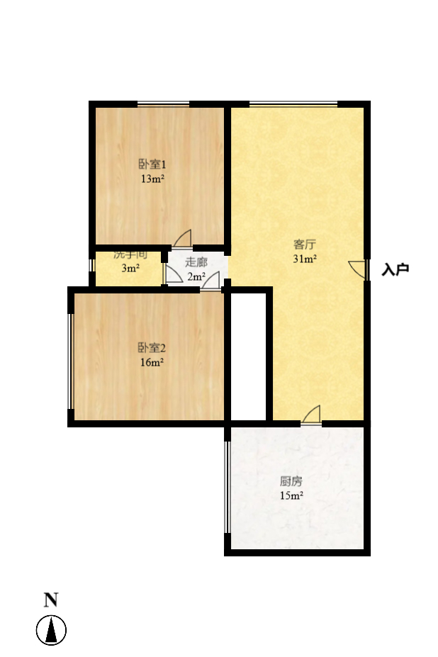 香颂国际 2室1厅1卫 1800.0元/月 香颂国际 2室1厅1卫 1800.0元/月户型图