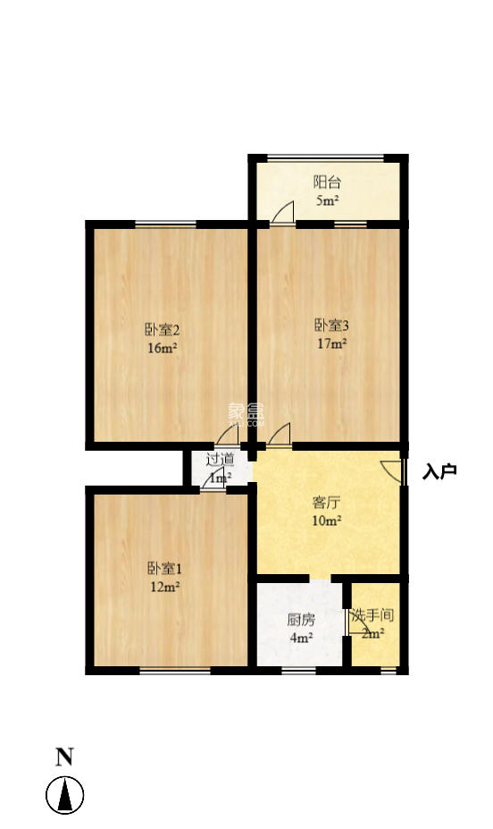 赤岗小区（一二三片）  3室2厅1卫    2000.0元/月户型图