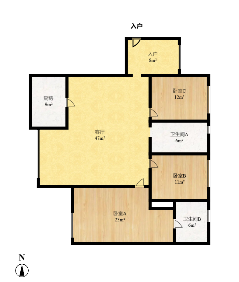 荣悦台  3室2厅2卫   4800.00元/月户型图