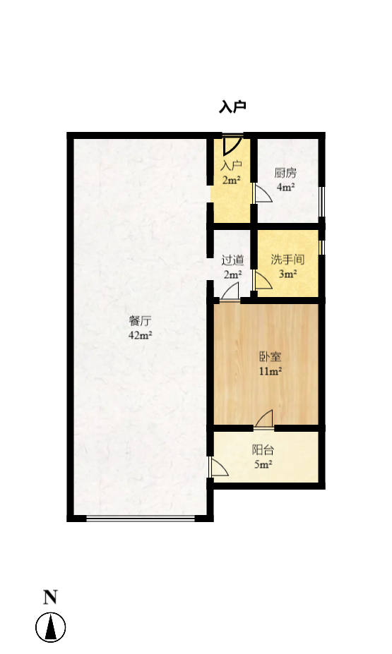 建发中央悦府  2室2厅1卫   3300.00元/月户型图
