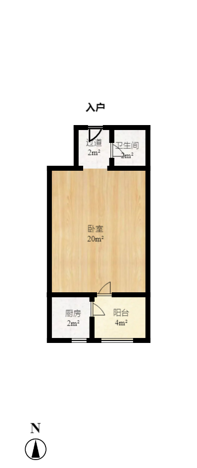丰园城（鄱阳小区二期）  1室1厅1卫   1380.00元/月户型图