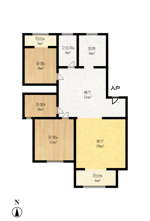 鄱阳小区  3室2厅1卫   1550.00元/月户型图