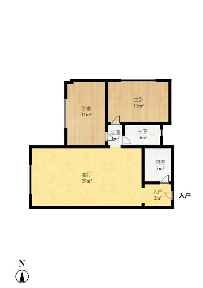 壹号公馆  2室1厅1卫   4099.00元/月室内图1