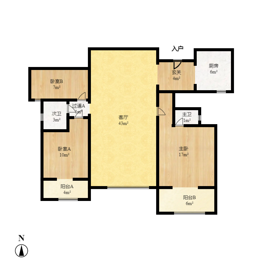 八方小區(qū)C區(qū)  3室2廳1衛(wèi)    3300.0元/月室內(nèi)圖1